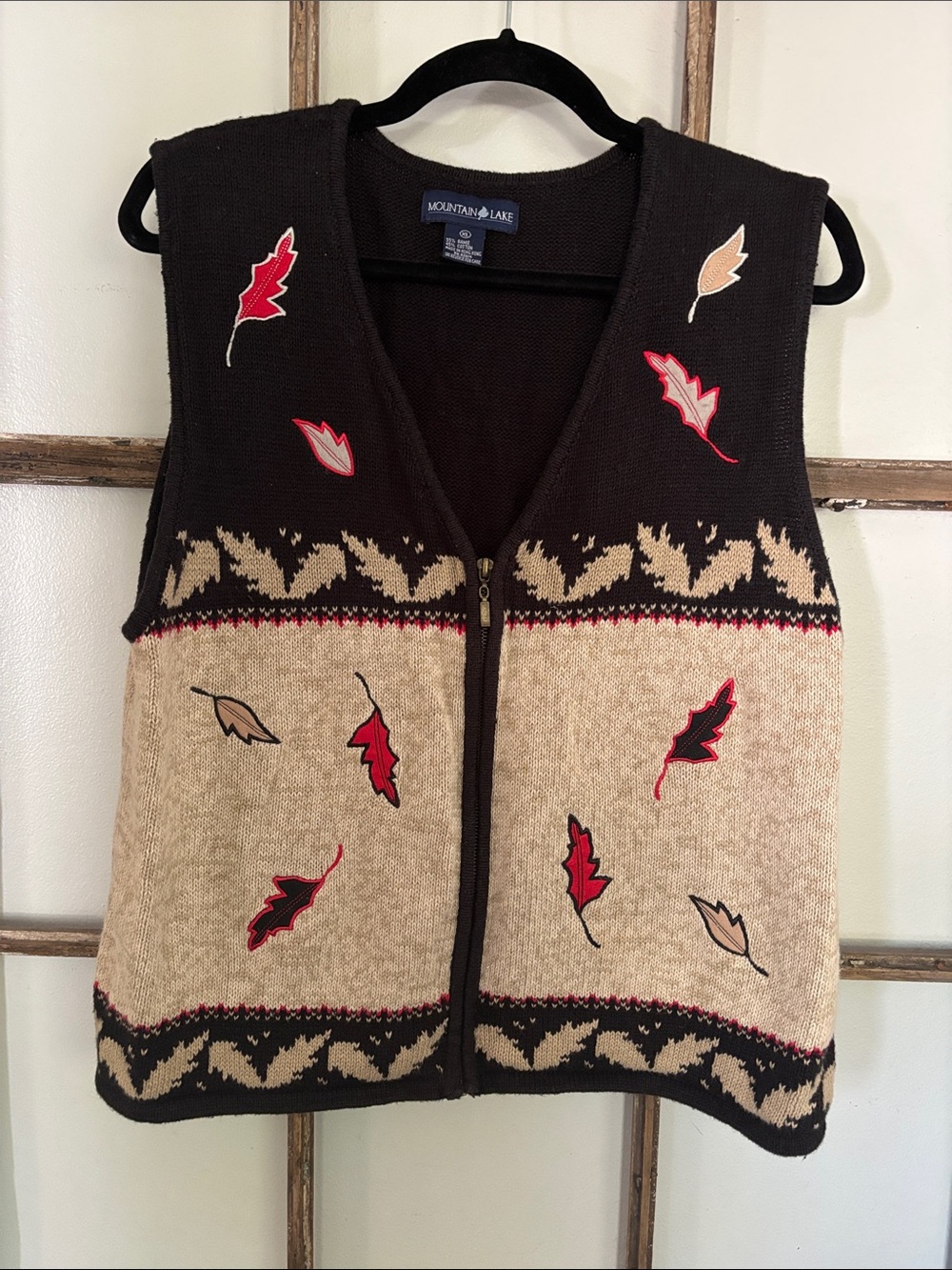Vintage Mountain Lake fall granny sweater vest